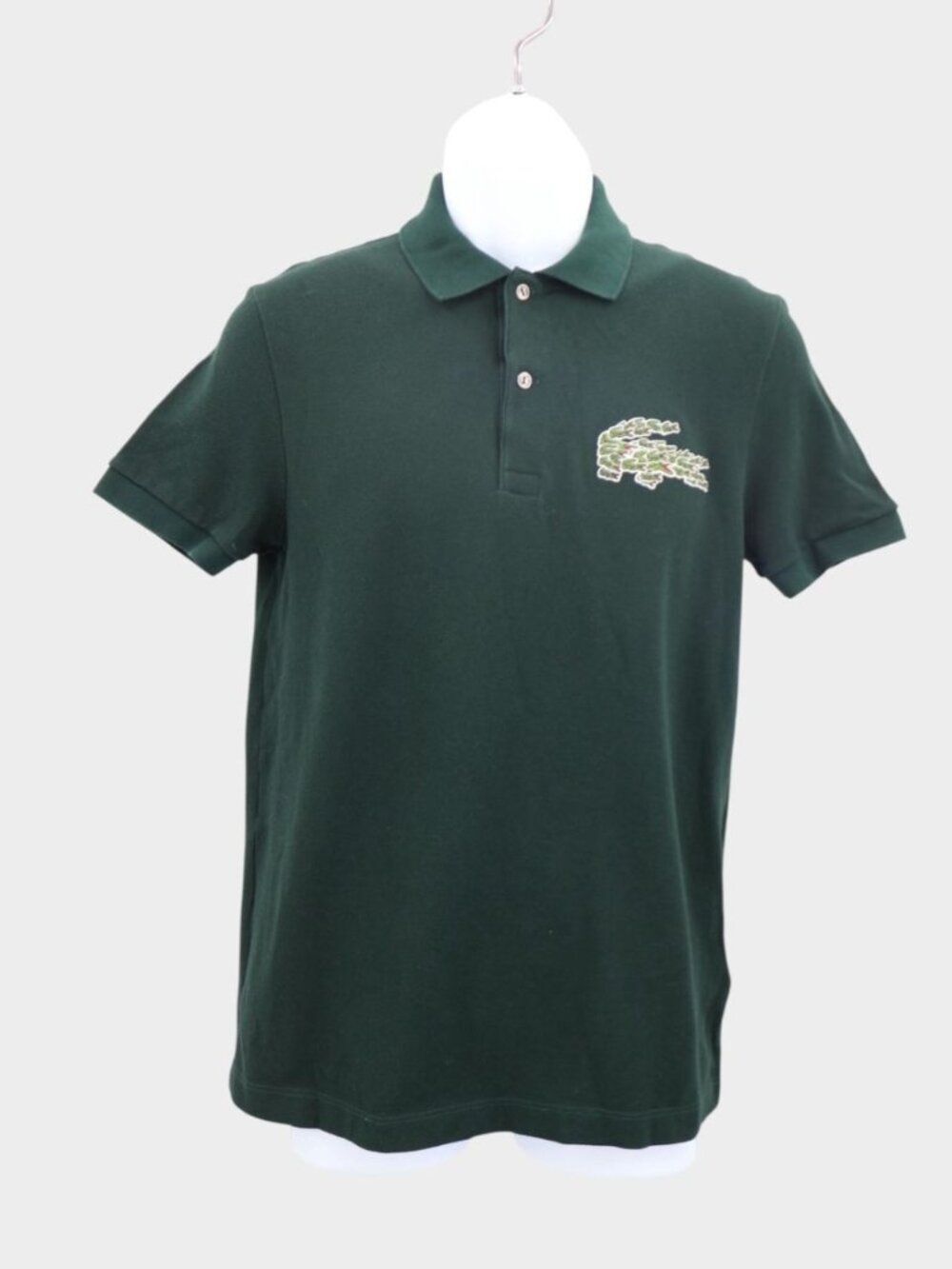 Lacoste Polo Shirt Mens Small Green Multi Croc Pique Cotton France Short Sleeve